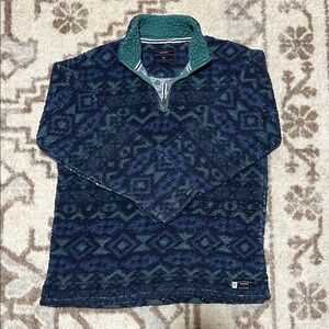 Men's Southern Marsh APPALACHIAN PEAK SHERPA PULLOVER Blue Patterned 1/4 Zip